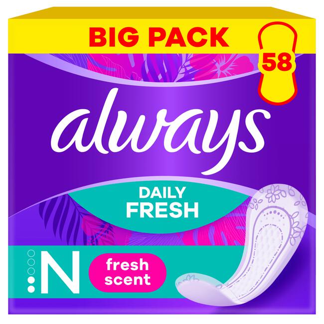 Always Daily Fresh Inlegkruisjes Normal 58 Stuks