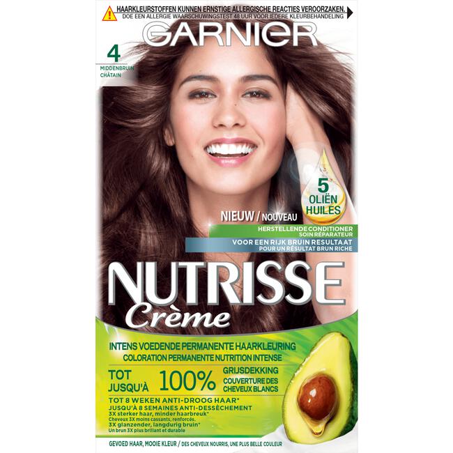 Garnier Nutrisse Crème Permanente Haarverf 4 Middenbruin