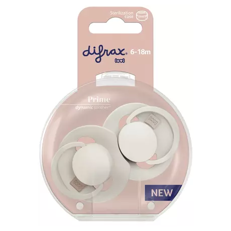 Difrax LOVI Prime Fopspeen 6-18M Coconut/Ivory 2 stuks