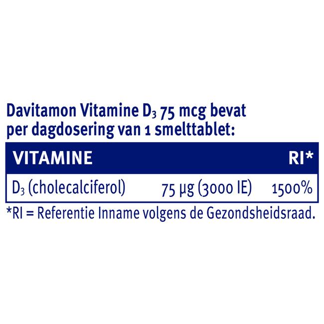 Davitamon Vitamine D 75 MCG 75 smelttabletten