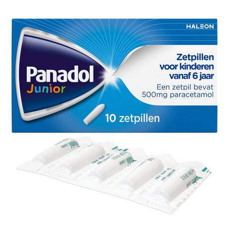 Panadol Junior Zetpillen 500 MG Paracetamol vanaf 6 jaar 10 stuks