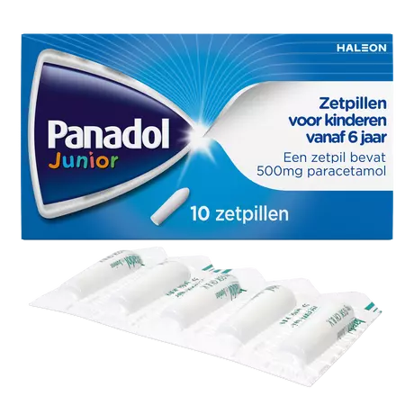 Panadol Junior Zetpillen 500 MG Paracetamol vanaf 6 jaar 10 stuks