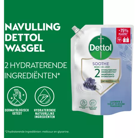 Dettol Soothe Lavendel Antibacteriële Handzeep Navulzak 500 ML