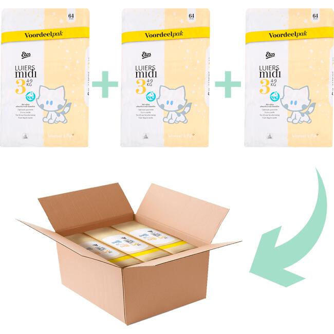 Etos Woezel & Pip Luiers Midi Megabox Voordeelpak Maat 3 4-9 kg 192 stuks