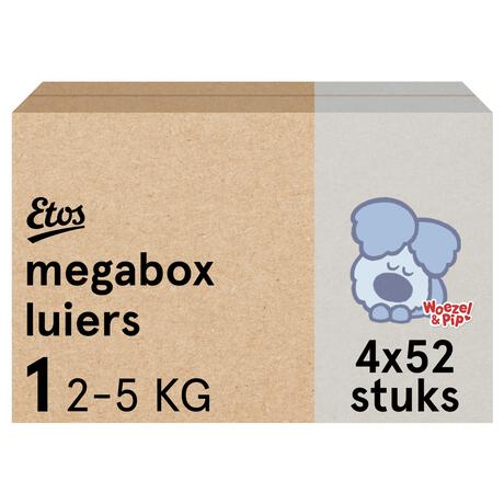 Etos Woezel & Pip Luiers Newborn Maat 1 2-5 kg Megabox 4x52 stuks