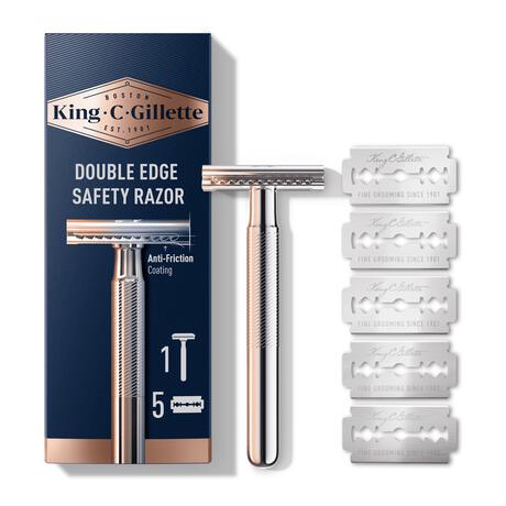 King C. Gillette Double Edge Safety Scheersysteem Met 5 Navulmesjes