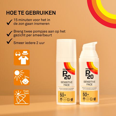 P20 Sensitive Face Zonnebrandcrème SPF50+