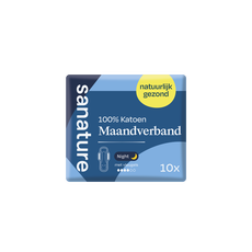 Sanature 100% Katoenen Maandverband Ultra Nacht 10 stuks