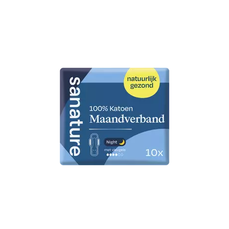 Sanature 100% Katoenen Maandverband Ultra Nacht 10 stuks