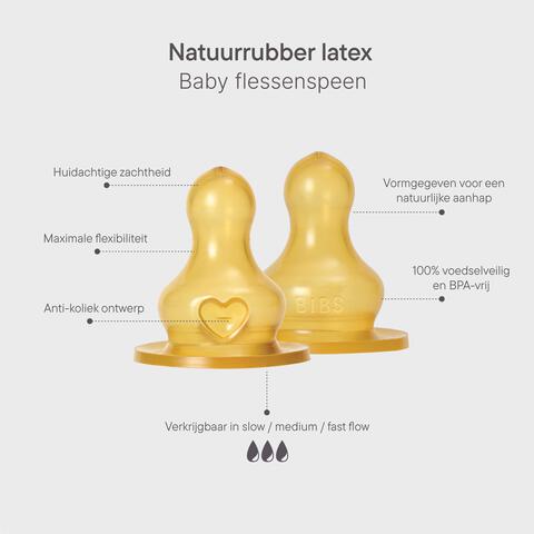 BIBS Flesspeen Medium Flow�Latex 2 stuks