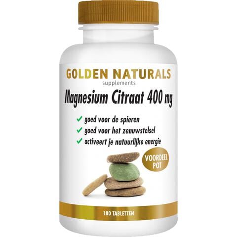 Golden Naturals Magnesium Citraat 400 mg Voordeelpot Tabletten 180 stuks