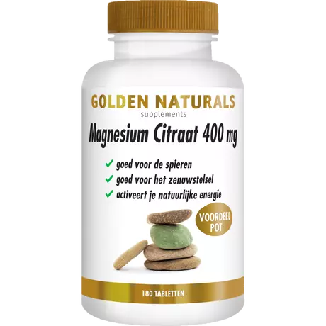 Golden Naturals Magnesium Citraat 400 MG Voordeelpot Tabletten 180 stuks