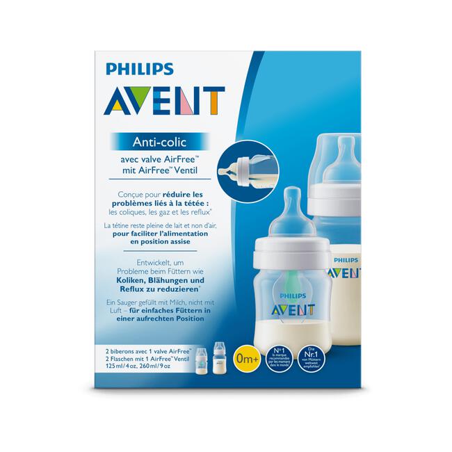 Philips Avent Anti-Colic Babyfles 0 M+ en 1 M+ SCD809/01 125 ML + 260 ML