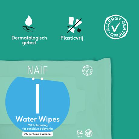 Naïf Plasticvrije Water Billendoekjes 3x54 stuks