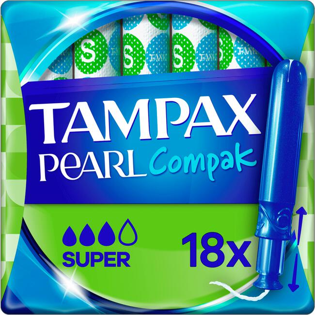 Tampax Pearl Compak Super Tampons Met Inbrenghuls 18 Stuks