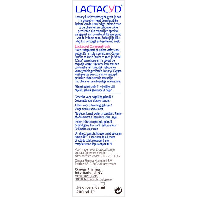 Lactacyd Oxygen Fresh Intiem Verfrissende Wasgel 200 ML