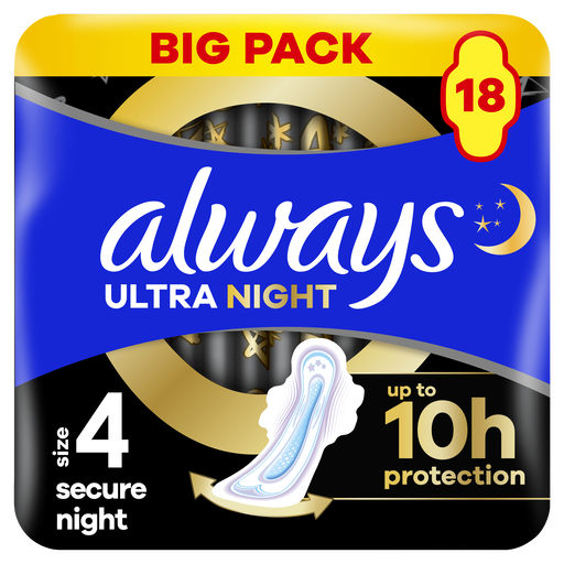 Always Maandverband Ultra Secure Night Wings Big Pack 18 stuks
