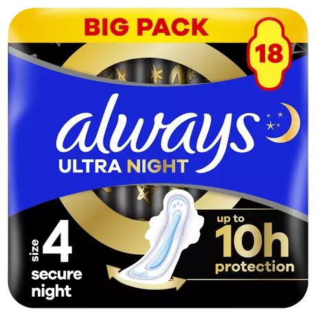 Always Maandverband Ultra Secure Night Wings Big Pack 18 stuks