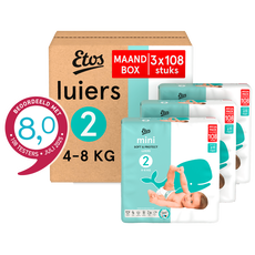 Etos Luiers Mini Maat 2 4-8 kg Maandbox 324 stuks