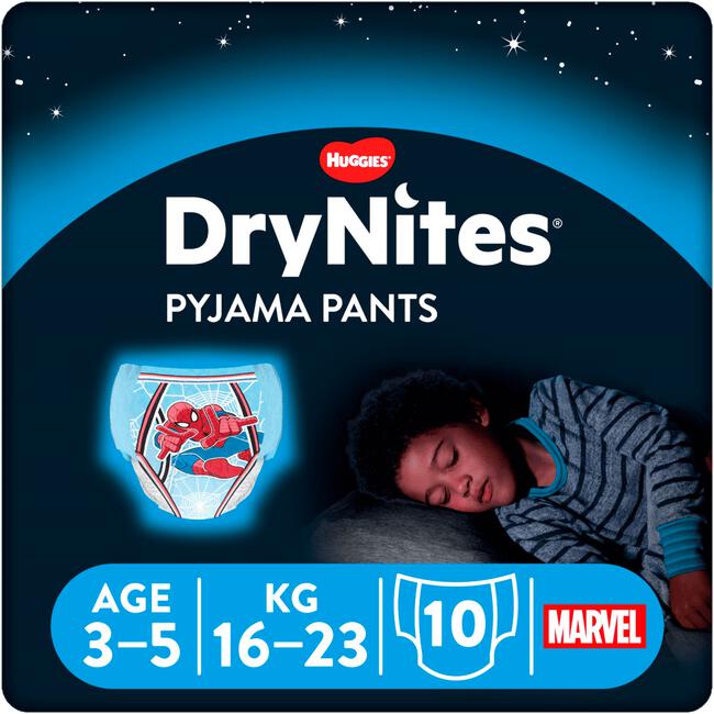 DryNites Spiderman Luierbroekjes Jongens 3 Tot 5 Jaar (16 - 23 kg) 10 stuks