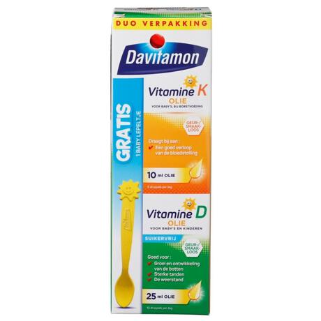 Davitamon Vitamine D+K Olie Baby Suikervrij 35 ML