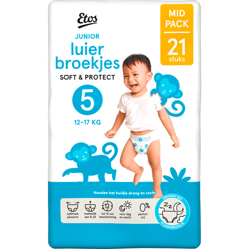 Etos Luierbroekjes Junior Maat 5 12-17 kg Mid Pack 21 stuks