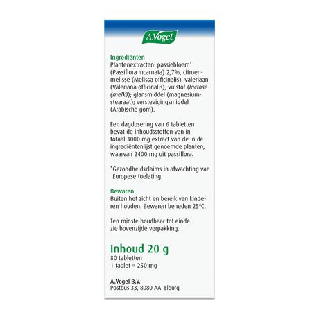 A.Vogel Passiflora Rustgevende1* Tabletten Helpt Bij Stressmomenten1* 80 stuks