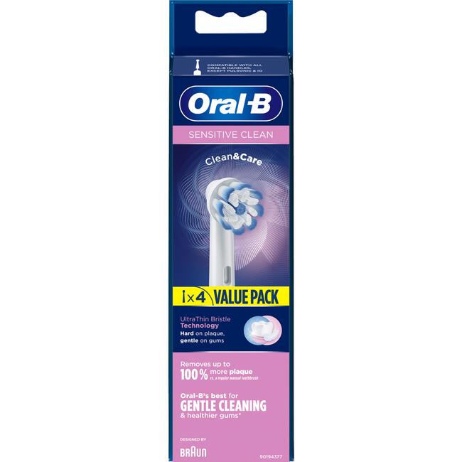 Oral-B Sensitive Clean Opzetborstels Wit 4 Stuks
