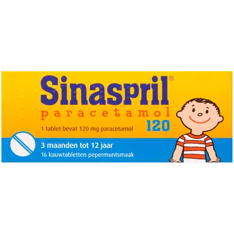 Sinaspril Paracetamol 120 MG Kauwtabletten 16 stuks