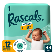 Rascals Premium Luiers Maat 1 3-5 KG 44 stuks