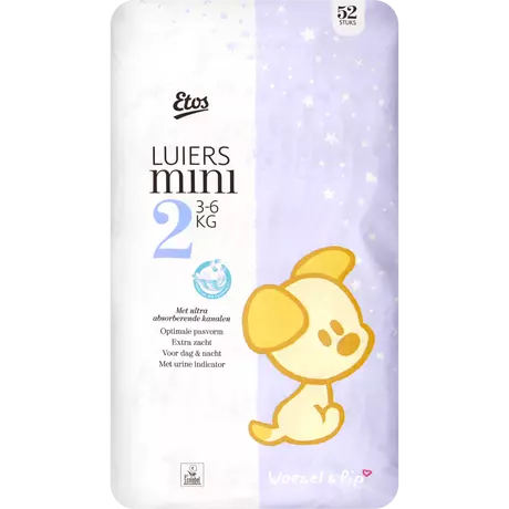 Etos Woezel & Pip Luiers Mini Maat 2 3-6 kg 156 stuks