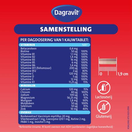 Dagravit Totaal 30 Weerstand & Energie 50 kauwtabletten