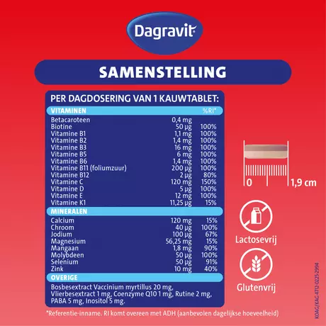 Dagravit Multivitaminen Weerstand & Energie Kauwtabletten 50 stuks