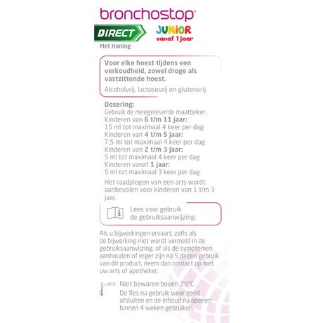 Bronchostop Direct Junior Hoestdrank met Honing 120 ML