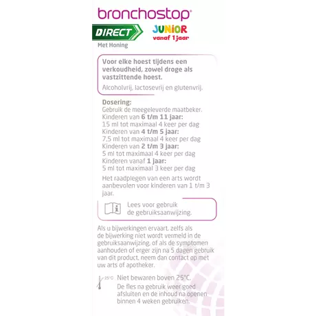 Bronchostop Direct Junior Hoestdrank Met Honing 120 ML