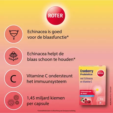Roter Cranberry + Probiotica Capsules 30 Stuks