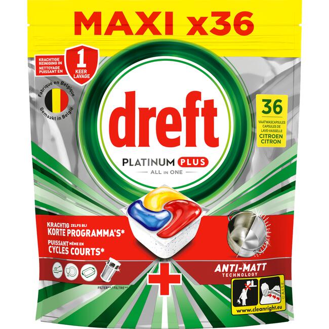 Dreft Platinum Plus Citroen Vaatwastabletten 36st