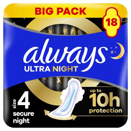 Always Maandverband Ultra Secure Night Wings Big Pack 18 stuks