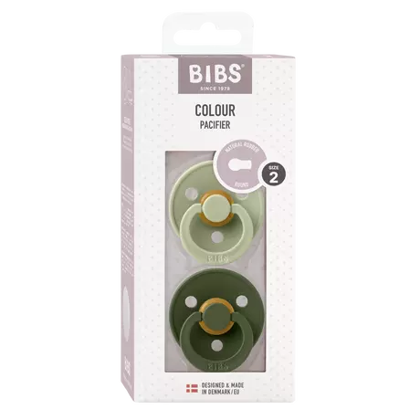 BIBS Colour Fopspeen Rond Latex Maat 2 Sage/Hunter Green 2 stuks