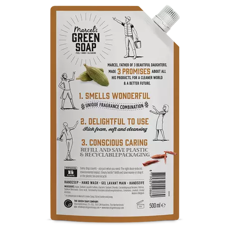 Marcel's Green Soap Sandelhout & Kardemon Navulzak 500 ML