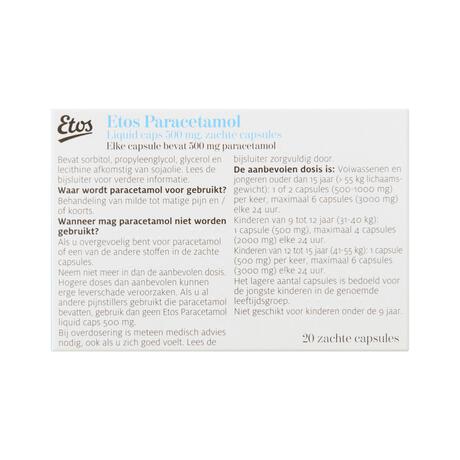 Etos Paracetamol 500 MG Liquid Caps 20