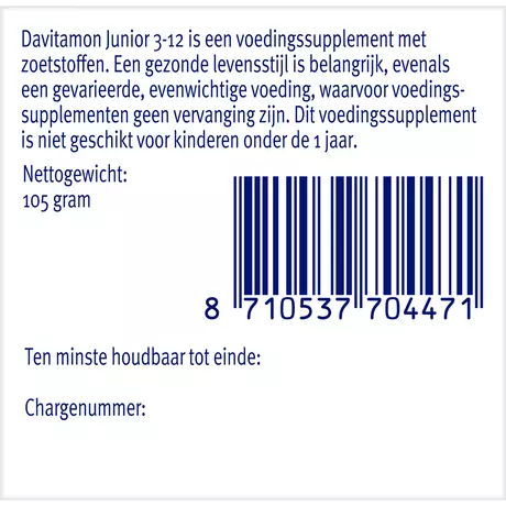 Davitamon Junior 3+ Kauwvitamines Multifruit 120 stuks