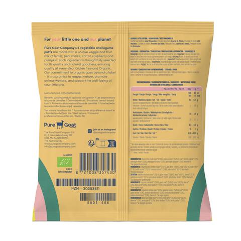 Pure Goat Company Bio Puffs 5 Vegetables And Legumes 8M+ 20G