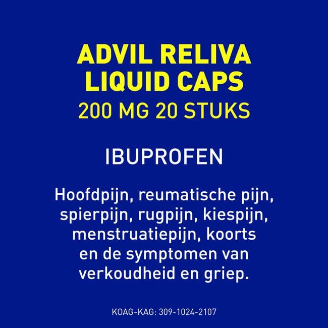 Advil Reliva Liquid-Caps 200 mg Ibuprofen voor pijn en koorts