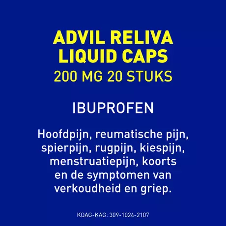 Advil Reliva Liquid 200 MG Ibuprofen voor Pijn en Koorts Capsules 20 stuks