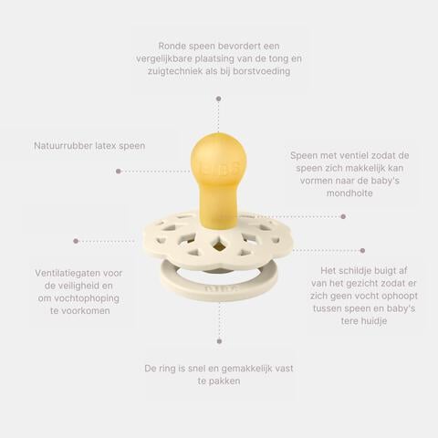 BIBS Boheme Fopspeen Rond Latex Maat 2 Ivory/Blush/Blossom/Lila 4 stuks