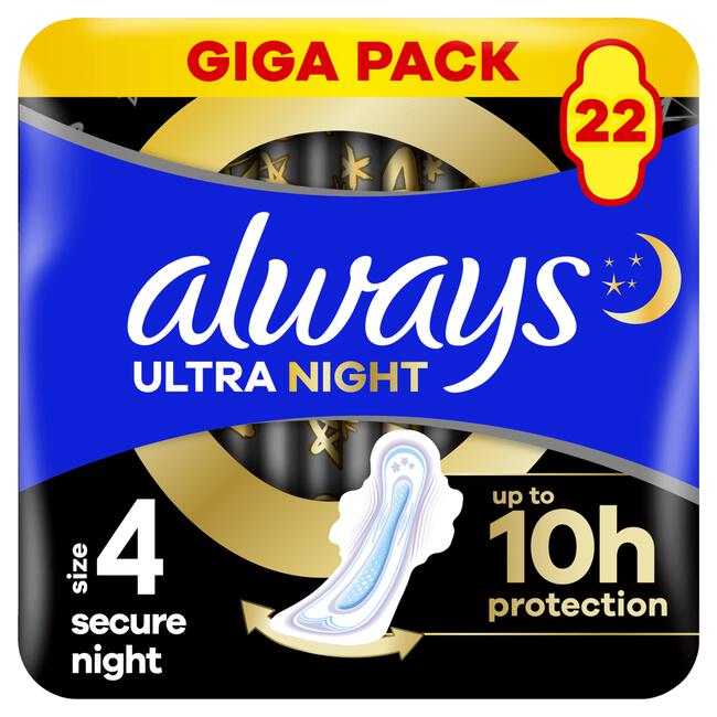 Always Ultra Maandverband Secure Night Met Vleugels 22 stuks