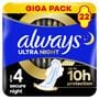 Always Ultra Maandverband Secure Night Met Vleugels 22 stuks