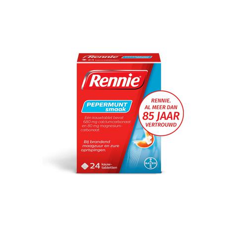 Rennie Pepermunt Kauwtabletten Bij Brandend Maagzuur 24 stuks