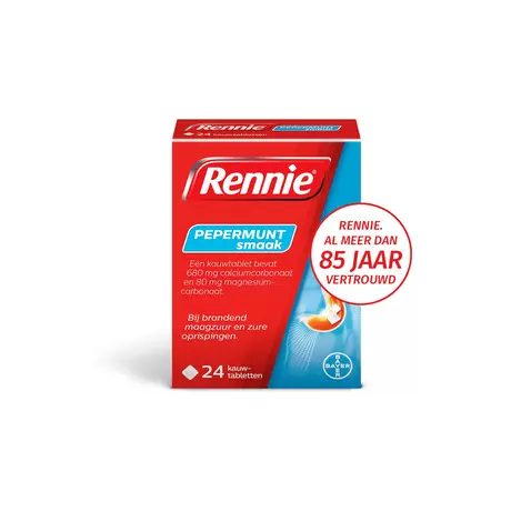 Rennie Pepermunt Kauwtabletten Bij Brandend Maagzuur 24 stuks